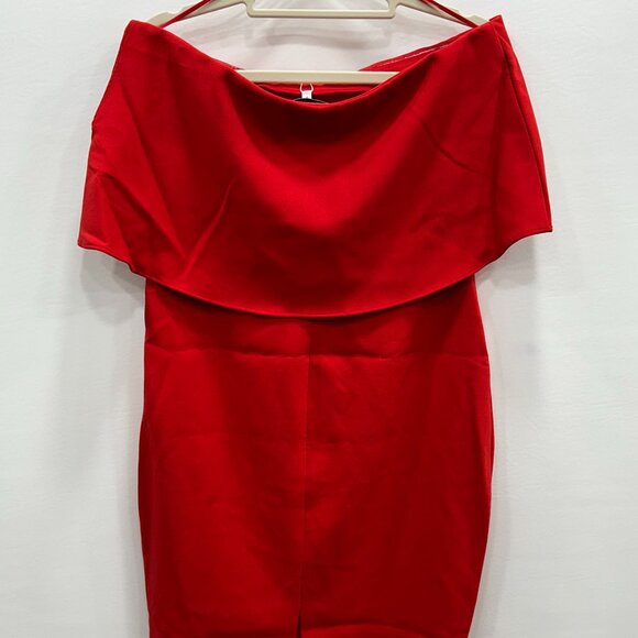 NWT Likely Red Driggs Dress Off-Shoulder Draped Bodycon Dress Size 8 - Picture 8 of 13